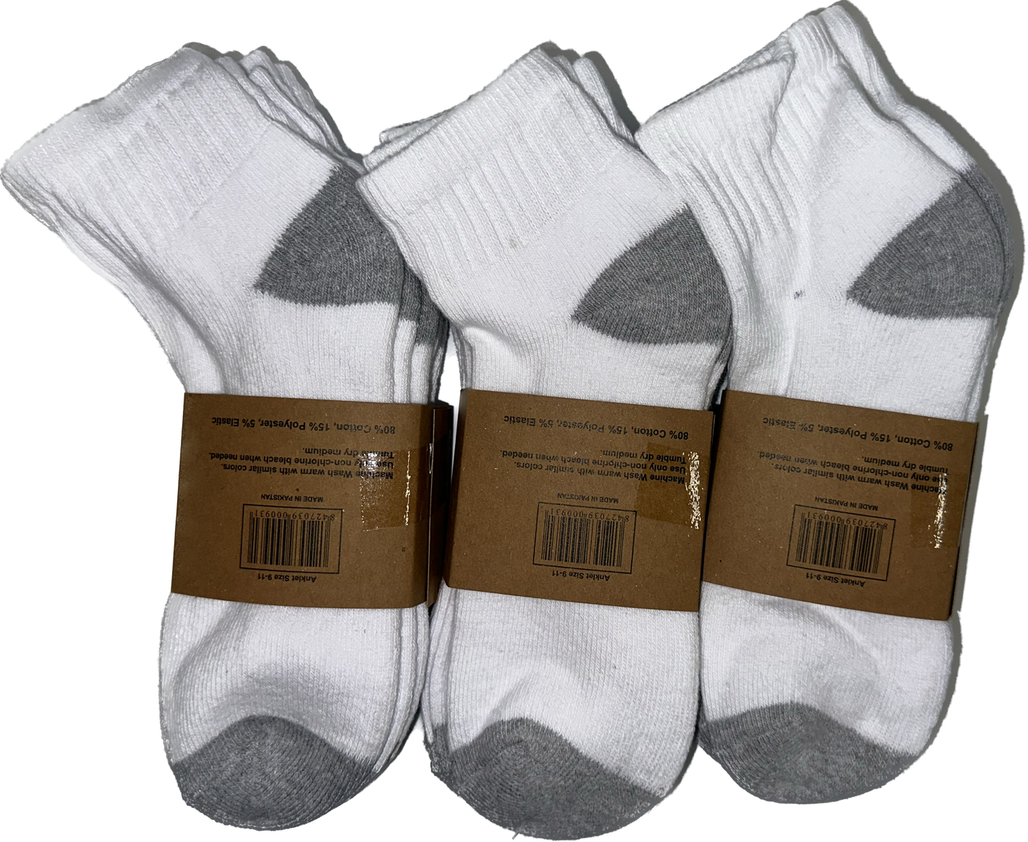 12 Pairs No Show Socks White & Black - Pro M3