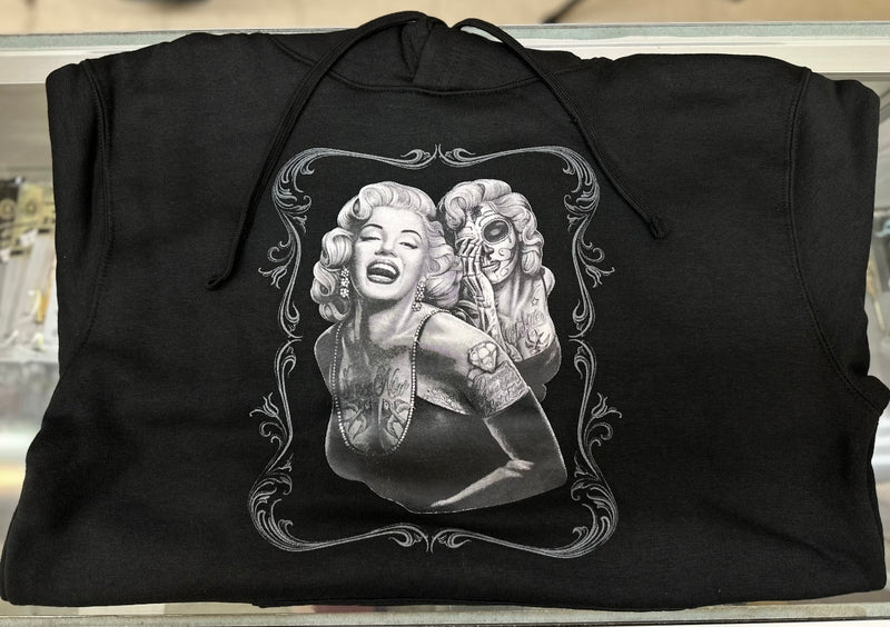 Printed Black Hoodie "Marilyn Monroe x Skull "- Pro M3