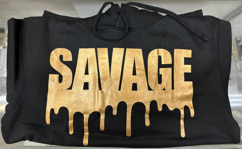 Printed Black Hoodie "Savage"- Pro M3