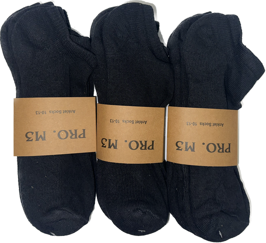 12 Pairs No Show Socks White & Black - Pro M3