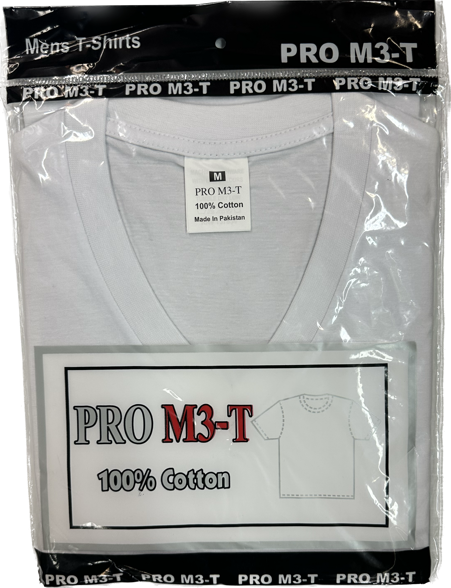 Pro M3 Plain V-Neck T-shirt White/Black
