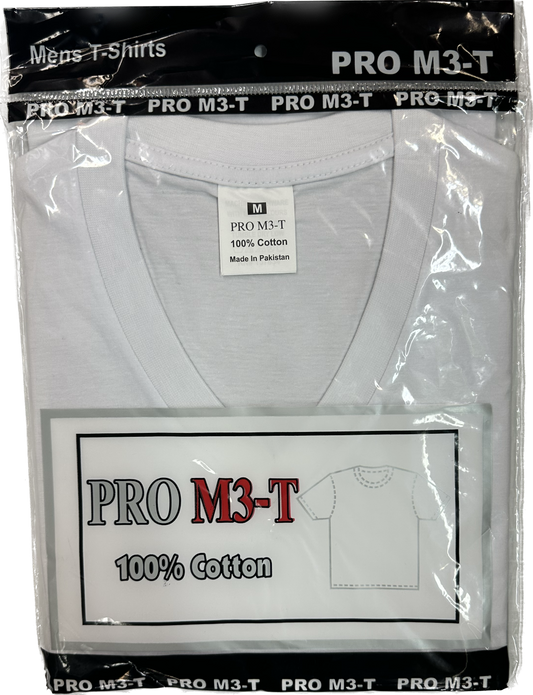 Pro M3 Plain V-Neck T-shirt White/Black