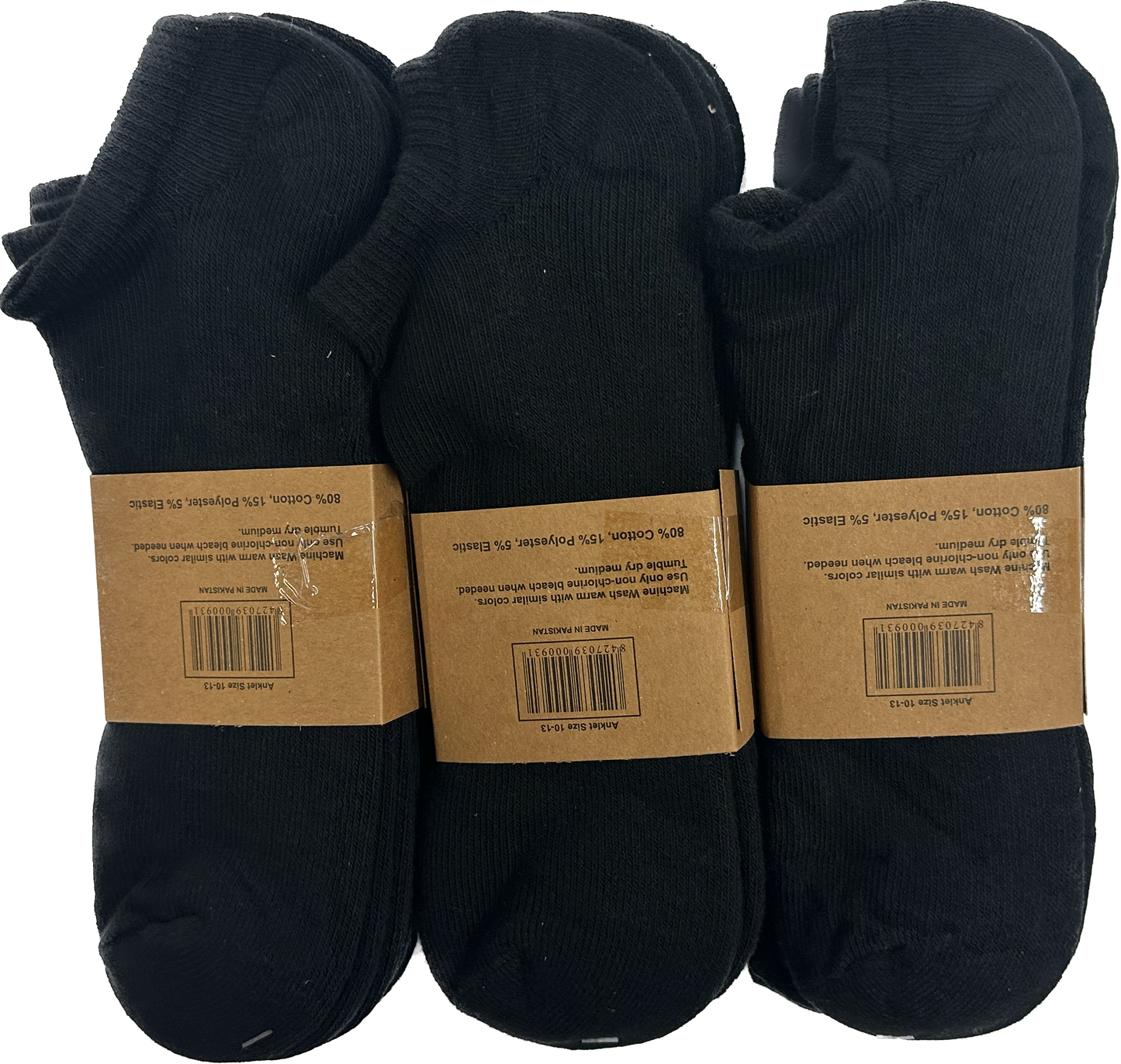 12 Pairs No Show Socks White & Black - Pro M3