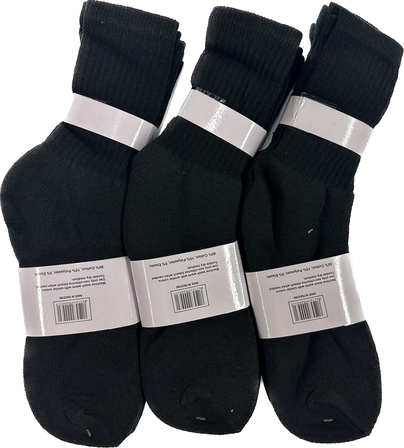 12 Pairs Crew Socks White & Black - Pro M3