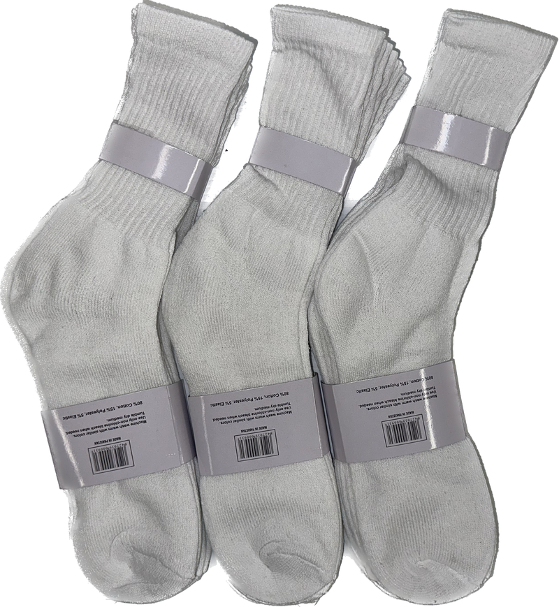 12 Pairs Crew Socks White & Black - Pro M3