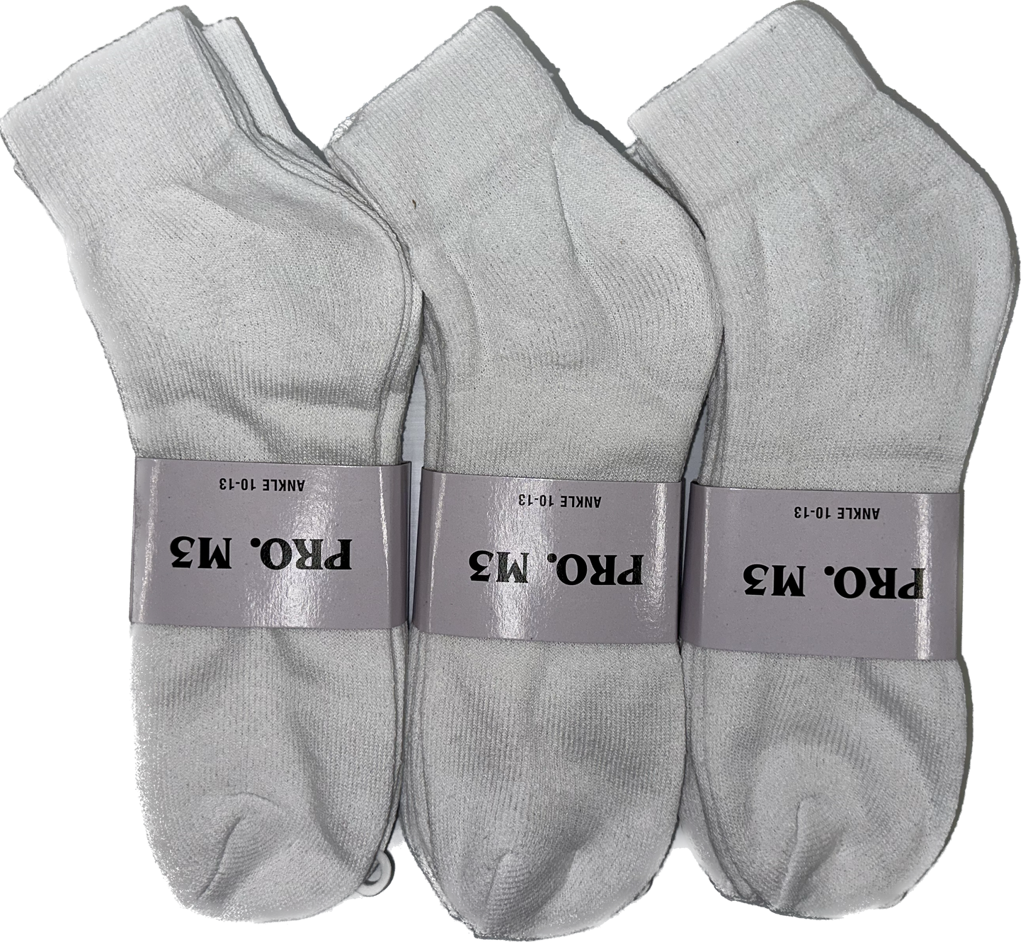 12 Pairs Ankle Socks White & Black - Pro M3