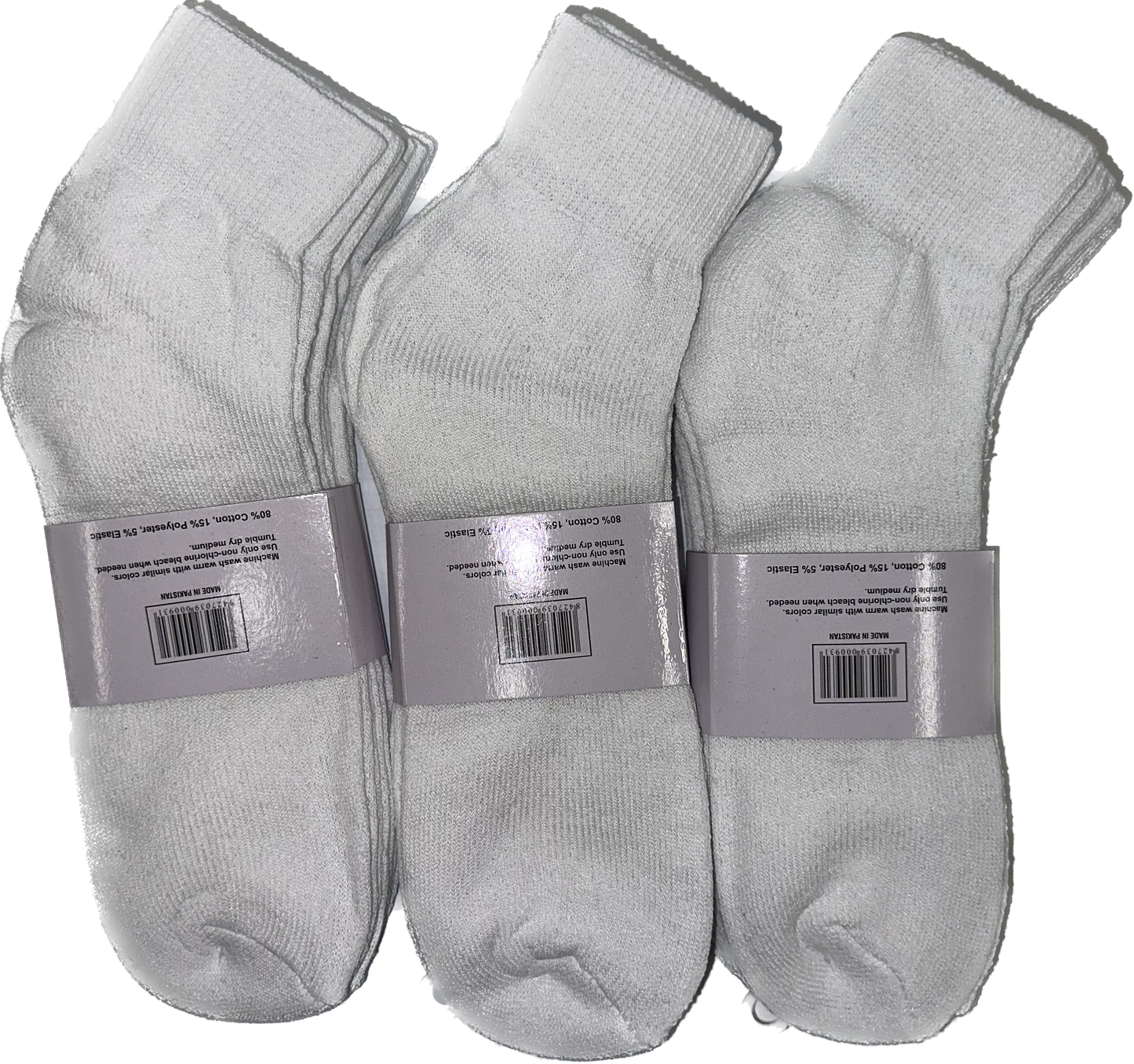 12 Pairs Ankle Socks White & Black - Pro M3