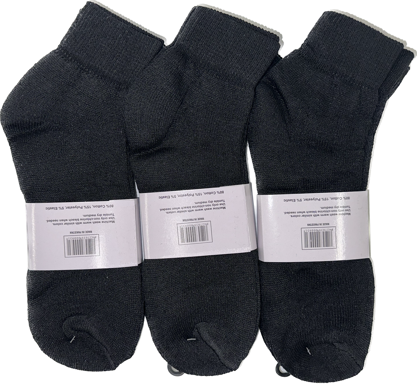 12 Pairs Ankle Socks White & Black - Pro M3